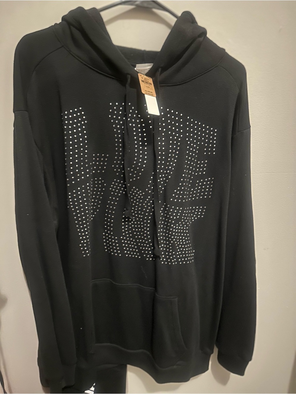 PINK Victoria's Secret Black Studded Logo Hoodie